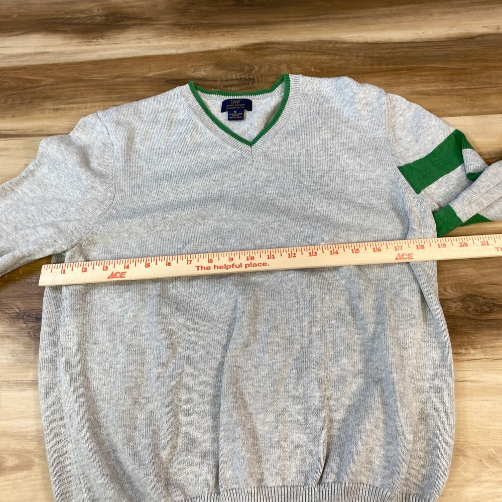 Brooks Brothers Sweater Preppy Mens M Supima Cotton V-Neck Gray Green Varsity - Picture 6 of 8
